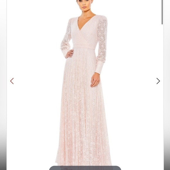 Mac Duggal Beaded Lace Long Sleeve Wrap Over Gown Dress Size 12 - Picture 1 of 5